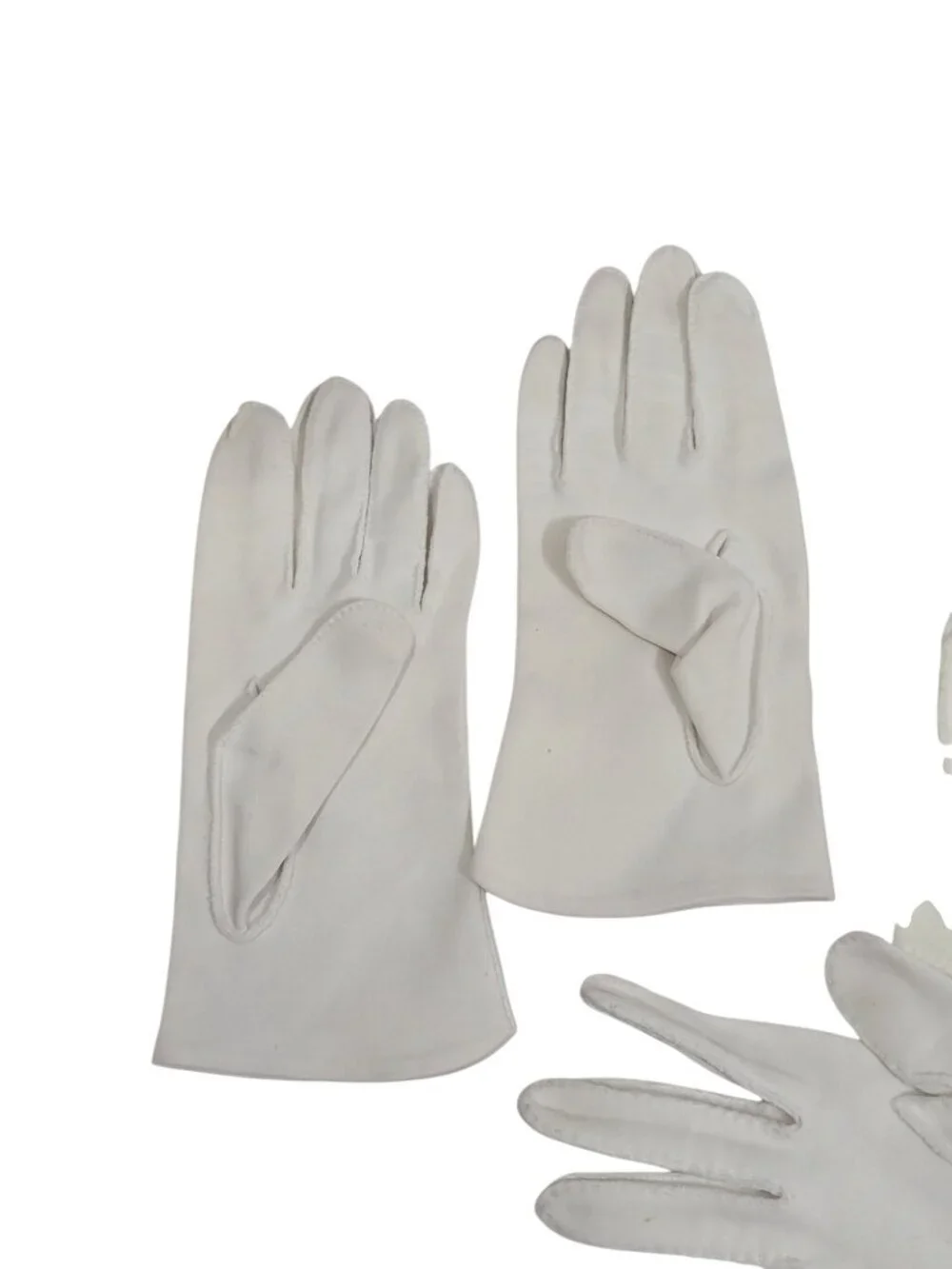 Vintage Glove Lot 4 Pair Assorted White & Yellow Embroidered Details